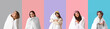 © Pixel-Shot - Collage of women with soft blankets on color background
