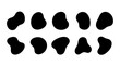 © Sultan Desain - Abstract arrangement of black bean-shaped silhouettes in two rows on a white background