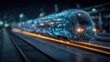 © Anca - A futuristic digital train zipping along the tracks. ..Created with Generative AI, not depicting real subjects.