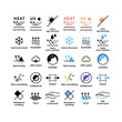 © eri - 衣類の機能性アイコンセット。UVカット、接触冷感、吸汗速乾などのピクトグラム。 Functional clothing icon set. Pictograms for UV protection, cool-to-the-touch, quick-drying, and more.