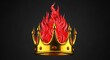 © zuhri - Golden crown with red flames icon.