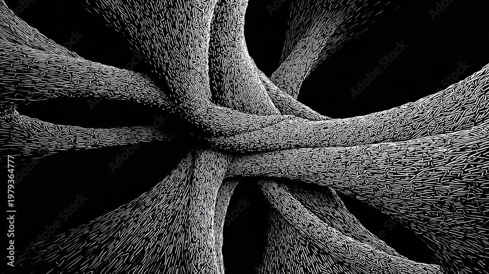 Intertwined linear structures with texture and pattern in grayscale ...