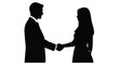 © nhpvect02 - Business partners completing a deal shaking hands in a striking silhouette