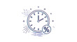 © Ovi - Financial time management concept depicted by a circular clock icon integrated with a percentage symbol for interest rate calculations.