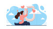 © Andika - Couple Embracing, Reaching for Heart Shapes Against Sky with Clouds