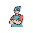 © Bejo - Cool Young Man Wearing Beanie and Sunglasses, Crossed Arms, Confident Pose