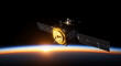 © Mina - A satellite orbiting Earth with a glowing horizon at sunrise or sunset.