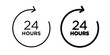 © Hestia - 24 hours icon. Flat and outline icons. Black icons