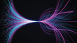 © SWEET - Abstract digital data stream with vibrant blue and purple glowing lines converging into central point representing high speed information transfer and networking technology.
