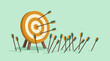 © Stocklab - Illustration of many arrows missing an archery target, symbolizing failure or struggle