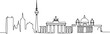 © firoz - Continuous line drawing of Berlin’s skyline, Germany. Modern European city with iconic architecture depicted in a simple linear style. one line Icon drawing