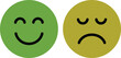 © MDMAHBUBUR - Happy and sad circular faces showing contrasting emotions for feedback and customer satisfaction survey indicators