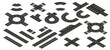 © Volha - Isometric road vector elements for city map creation. Set of objects for highway journey map, path asphalt lines traffic circle car direction. Streets and roads with crossroad, footpath