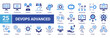 © Arjuna - Advanced DevOps icon set including agile team,cloud saas,configuration,workflow integration and continuous improvement for scalable software engineering and system architecture