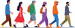© Bappi - Diverse group of young people walking together in casual outfits with backpacks for travel adventure or urban lifestyle concept flat vector illustration