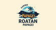© Bambu - Tropical island scene with palm trees, water, and text 'Papagei