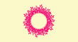 © Bilkis Islam - Beautiful Pink Flower Wreath Round Border Template with Roses and Foliage on Soft Yellow Backdrop.