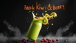 © Alexandr Efimov - Fresh Kiwi Berry Smoothie on Chalkboard