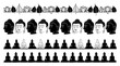 © Aisha Kudorova - Buddha head profiles with meditating silhouettes and lotus flowers in minimalist style