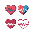 © BlackVault Designs - Heart with ecg heartbeat line icons, medical cardiology symbols for hospital posters, health app interface, valentines projects, wellness marketing