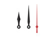 © Healy - Set of realistic clock hands in minimalist style. Classic analog watch arrows with hour, minute, and second hands isolated on white background. Vector illustration for watch design and repair.