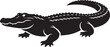 © Rijvi - Silhouette of an alligator or crocodile on a white background low angle view alligator crocodile silhouette wildlife dangerous predator illustration isolated