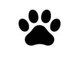 Isolated black animal paw print, dog or cat silhouette icon for pets and veterinary design