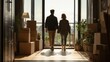 © Marco - couple holding hands in their new apartment full of boxes