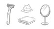 © Cavina - Shaving Kit Essentials: Razor, Foam, Towel, and Mirror - Bathroom Hygiene Icons