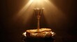 © AkuAku - Radiant host bread and cup capturing sacred moment of Christian Communion