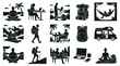 © Muamanah - Remote Work  Digital Nomad Lifestyle Glyph Icon Set - People, Laptops, Travel, Outdoors