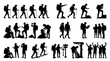 © Muamanah - Hiking  Outdoor Adventure People Silhouette Vector Icons Set