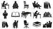 © Muamanah - Reading, Learning, and Books Black  White Glyph Vector Icons Set for Education  Knowledge