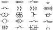 © Precision CAD System - Various electrical symbols are arranged on a clean backdrop, each representing a distinct component or function. Perfect for educational materials and design projects.