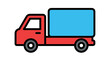 © Thiga.project - Delivery truck vector illustration, red and blue cargo van icon for shipping and logistics business
