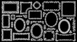 © BundleNinja - Borders ornate set with white floral designs on black background for photo frames featuring illustrations, graphics, design elements with vector and