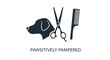 © Dary_Hamidudin - Dog grooming logo design featuring a dog silhouette scissors and comb.
