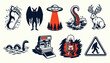 © 777SKYLABS - Cryptid Urban Legend and Paranormal Mystery Vector Icons for Storytelling