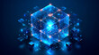 © Nari - Artificial intelligence with Futuristic digital Cubes transformation movement blue light effect on dark blue background vector design concept. AI technology for new technology, advance technology, ui.