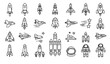 © MdMiraz - Rocket spaceship line icon set space technology vector collection