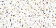 © md - Abstract terrazzo pattern featuring scattered geometric chips on a clean white background surface