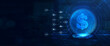 © 88 - A futuristic digital environment showcasing a glowing dollar symbol surrounded by data icons, representing finance and technology integration.
