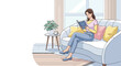 © Yuliana - Woman reading a book on a comfortable sofa 2.