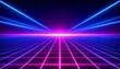 © Hety - starry vibrant retro-futuristic grid landscape with neon blue and pink lines