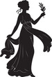 © trianisuciati - Elegant silhouette of a woman in a flowing classical Greek-inspired dress, holding an olive branch, embodying grace and peace.