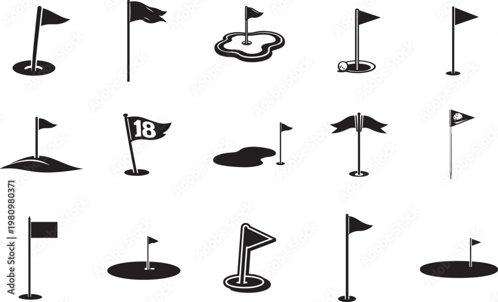 Golf flag icon set vector illustration for website, app, logo, UI and ...