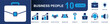 © Mellisa - Business people and office work icon set. Containing briefcase, bright idea, business growth, partnership, team, tie, user, customer support, speaker and more. Solid fill vector icons.