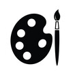 © Bar - A simple black and white illustration depicts a painter s palette with several wells and a single paintbrush high quality