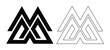 © AnilaStudio - 幾何学的なM字ロゴデザイン、抽象的なミニマルなシンボルマーク、モダンな企業ブランディング用ベクターイラストセット、ウェブサイトやアプリのアイコンに最適