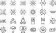 © MOUSUMI - Data processing and mobile banking security icons for financial technology systems design.